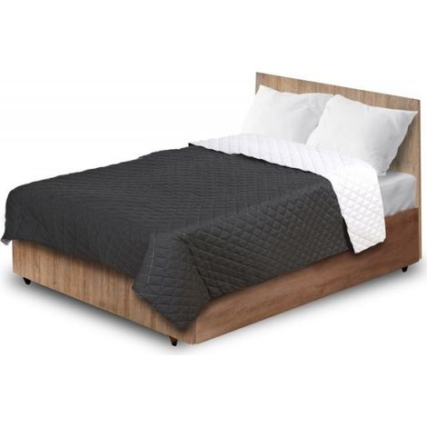 Couvre-Lit Matelassé - 220x240 Cm - Noir Et Blanc - Double Face - Microfibre Polyester - 1 Pièce (1/3)