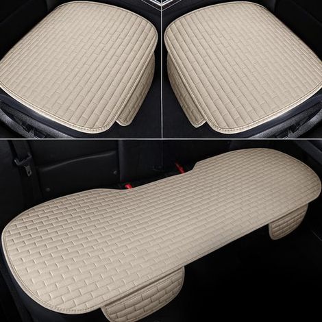Cojín para asientos de coche delanteros y traseros,transpirable y antideslizante,juego de tres piezas en negro y rojo (1/5)