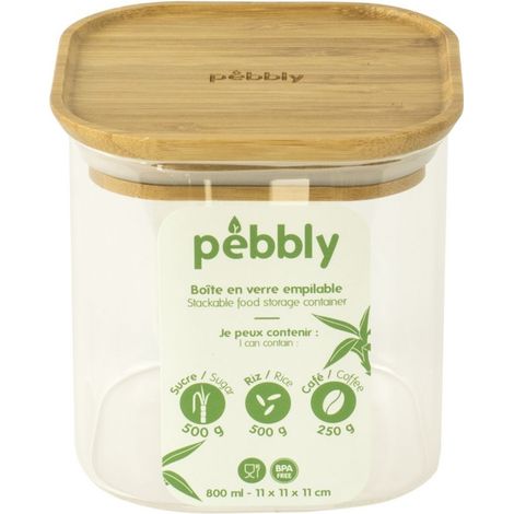Boîte conservation verre et bambou 0,8L - Pebbly (1/3)