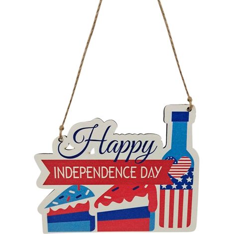 Pendentif En Bois - Étoile Et Drapeau Américain Pour Décoration Murale Extérieure - Idéal Pour La Fête De L'Indépendance - Lot De 1 (1/5)