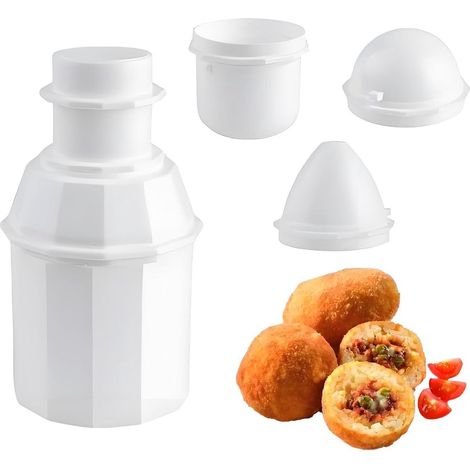 Elkuaie Moule à Onigiri - Machine à Sushi - 3 en 1 pour Formes Rondes Triangulaires et Cylindriques - 1 Pièce - pour Maison et Restaurant - Blanc (1/5)