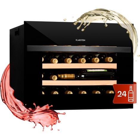 Klarstein Built-in Wine Cooler Drinks Fridge, 51L Single Zone Wine Fridges, Wine & Beer Bottles, Wine Fridge with Top-Down Glass Door, Indoor/Outdoor Bar Fridge & Wine Cooler for Garden, 24 Bottles (1/5)