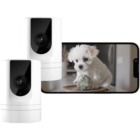 2 PCS Caméra Surveillance 2.4G WiFi - Interieur Caméra 1080P - Vision Nocturne Infrarouge - Détection de Mouvement