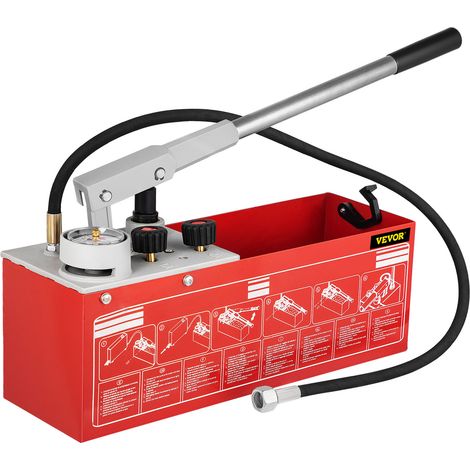 VEVOR Pompe de test de pression hydrostatique, test jusqua 60 bar/860 psi, reservoir de 3,2 gallons, kit de testeur de pression deeau manuel hydraulique avec jauge a trois unites et connexion R 1/2" p