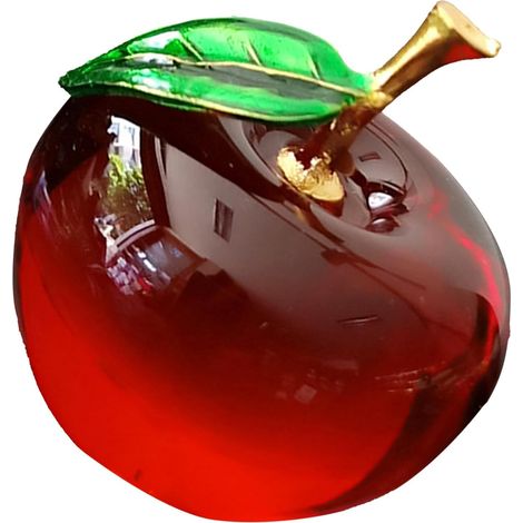 Pomme Décorative en Cristal Rouge, Figurine Maison pour Collection (1/5)