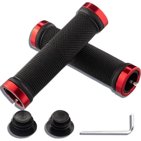 Fahrradgriffe MTB mit Aluminium Lock, rutschfest, für 22,2 mm Lenker, Rot (1/5)