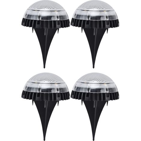 Confezione da 4 luci solari da giardino 8 LED da terra per esterni per marciapiede, cortile, prato, patio, sentiero, passerella, cortile, luce bianca (1/5)