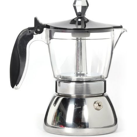Cafetière Italienne, Visualisation Cafetière Moka Induction 1-6 Tasse/300ml, Cafetière Moka Expresso en Inox (1/5)