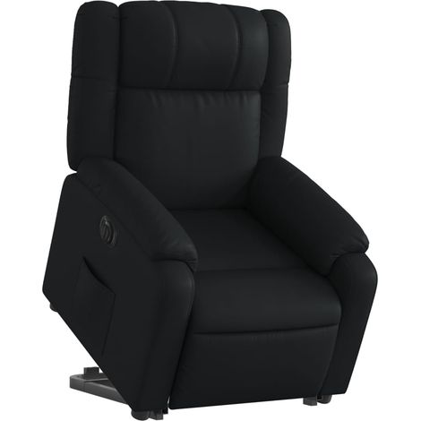 Poltrona relax TV molto comoda con funzione sollevamento elettrico in PVC nero DEC028461