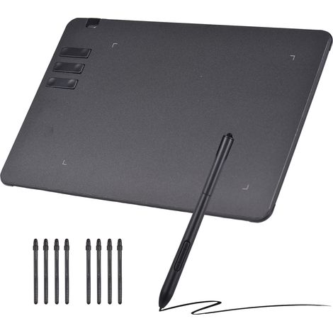 Tablette graphique VINSA T906 : création artistique ultra-mince, stylet sans pile, 8 pointes, 16 384 niveaux de pression, 10 touches de raccourci personnalisables, compatible Windows et Android OTG, 2