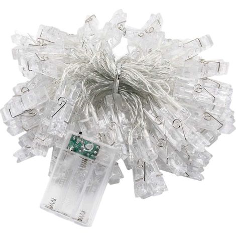 Guirlande lumineuse LED à pinces pour photos Litogo 10 m, 100 LED et 60 pinces, applique murale à piles pour salon, Noël, mariages (1/5)