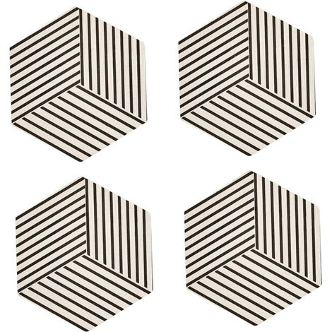 Lot de 4 sets de table en liège, dessous de plat en bois, motif rayé, pour la décoration intérieure. (1/5)