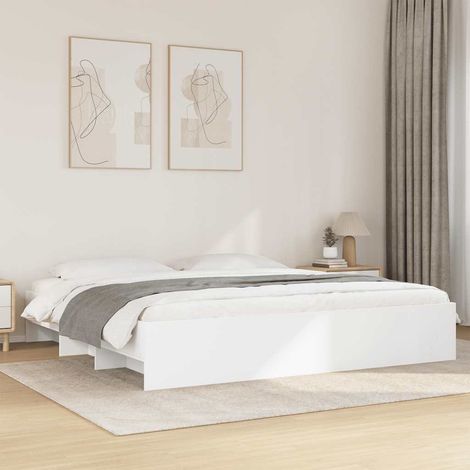 vidaXL Cadre de lit sans matelas blanc 180x200 cm bois d'ingénierie (1/5)