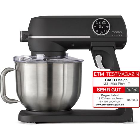 Robot de cuisine avec boîtier en fonte d'aluminium noir mat et puissance de 1800 W, bol en acier inoxydable de 6 l, 10 vitesses, commande tactile, agitateur planétaire (1/5)