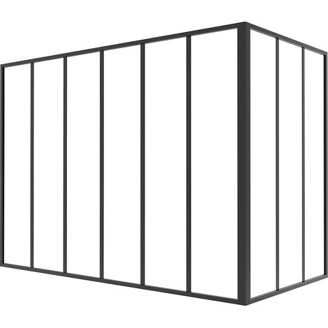 Verrière d'angle d'atelier en aluminium thermolaqué - L180 x L90 x H130 - Noir - BAYVIEW