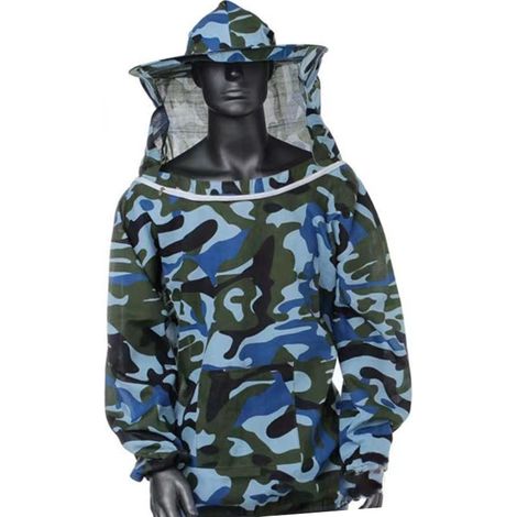 Veste d'apiculteur ultra-légère à protection maximale avec capuche et voile pour apiculteurs débutants et professionnels, bleu océan. (1/5)