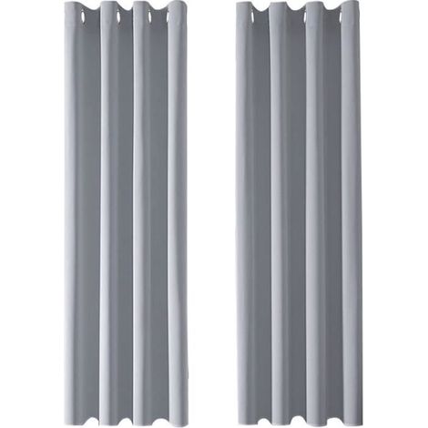 Rideaux Occultants - LANGTU- Oeillets Thermique Isolant Décoratif Chambre Anti-Froid Anti-Bruit 2 Panneaux 140x224cm Gris (1/5)