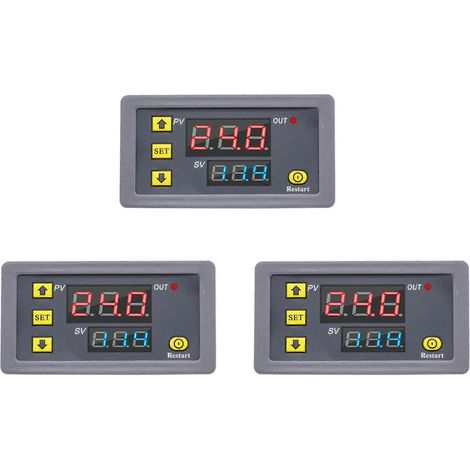 3-fach digitales Zeitverzögerungsrelais mit LED-Anzeige, Zyklustimer, Steuerschalter, einstellbarer Verzögerungszeit, AC110-220V (1/5)