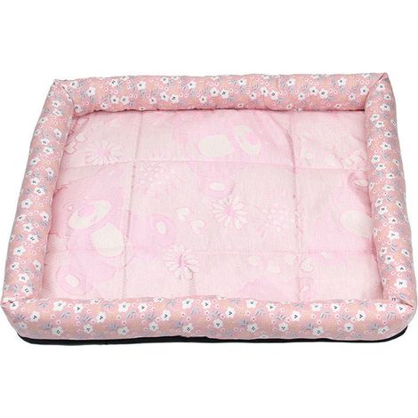 1 Tapis rafraîchissant, soie glacée et lin, antidérapant, lavable, pour chat et chien en été (1/5)