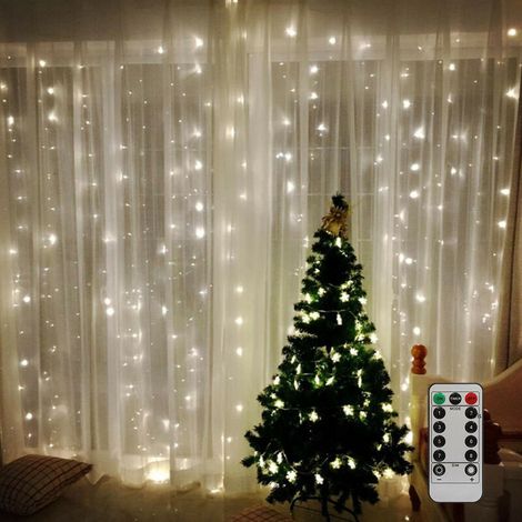 Rideau lumineux à LED avec huit fonctions Télécommande USB Fil de cuivre Décoration de barre de glace de vacances Fil de cuivre Contrôle du son Musique (boîte à piles + double alimentation US (1/5)