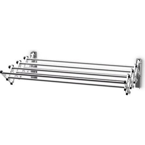 Goplus – Séchoir mural extensible en acier inoxydable – 8 barres pour serviettes – Dimensions 86x9 à 62x23 cm – Résistant à la corrosion - 86x9-62x22 (1/5)