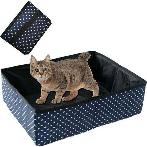 Pair Litière Pliable Portable pour Chat général, étanche, Propre et Douce pour la Maison et l'extérieur - Bleu, L (1/5)