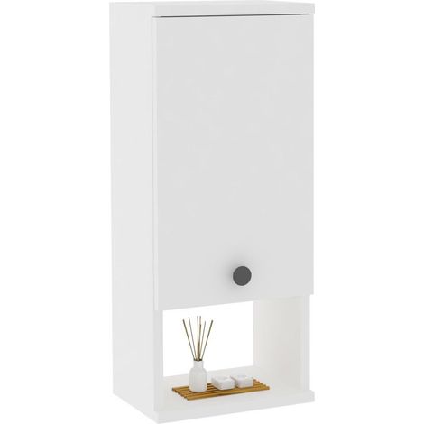 Meuble de salle de bain en bois "Mis" - 30 x 21 x 71 cm - Blanc (1/3)
