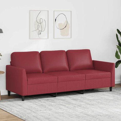 3-Sitzer-Sofa Weinrot 180 cm Kunstleder (1/5)