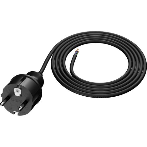 Anschlusskabel 1,5 m mit geradem Stecker 3 x 1 mm², schwarz, IP44-Gummi (1/5)