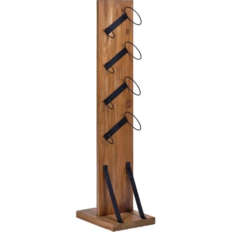 Porte bouteille H. 106 cm en bois de teck avec 4 supports métal - VINO (1/5)