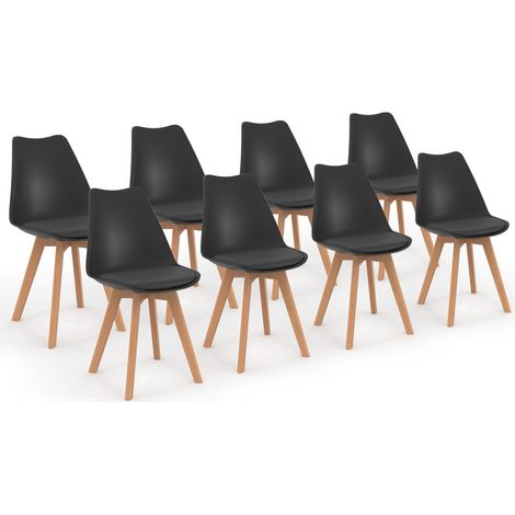 Set di 8 sedie da pranzo scandinave nere SARA (1/5)