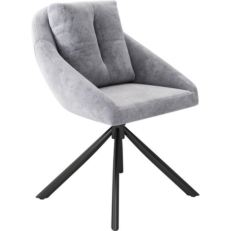 Set di 4 sedie girevoli da pranzo grigie in velluto e metallo, design moderno ergonomico (1/5)