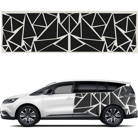 1PCS 200x60cm Car Side Body Sticker DIY Vinyl Decal Decor Graphic Triangles Black (1/5)