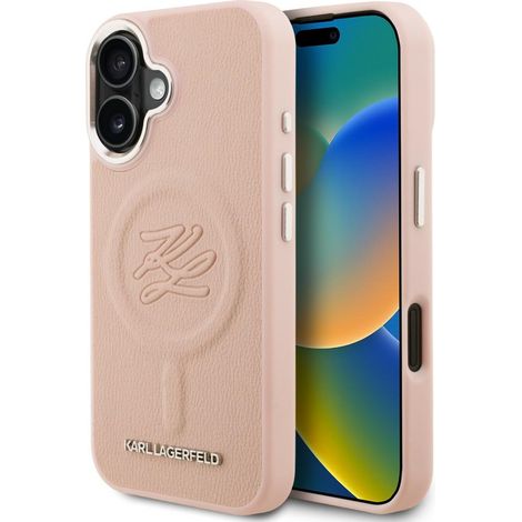 Karl Lagerfeld MagSafe Hülle mit Initialen und Metalllogo für iPhone 16, Pink (1/5)
