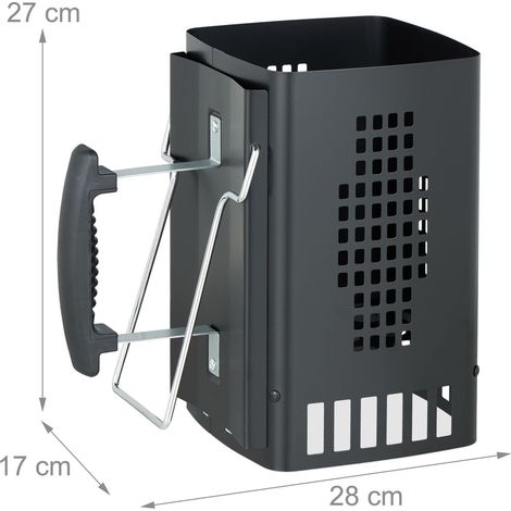 Pratico caminetto di accensione per barbecue 30 x 30 x 20 cm in metallo nero 130012047