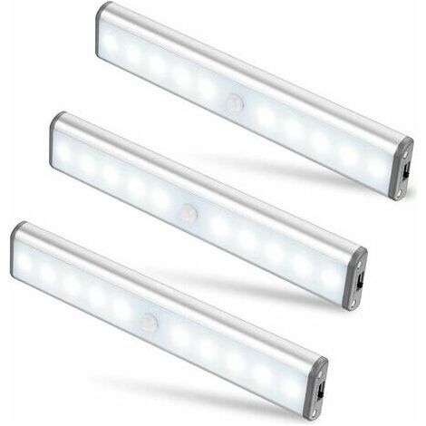 Three 10 LED Cabinet Lights Wireless USB Rechargeable Magnetic Motion Sensor 2 Light Modes Portable. Cabinet lights, emergency lights, night lights for (1/5)