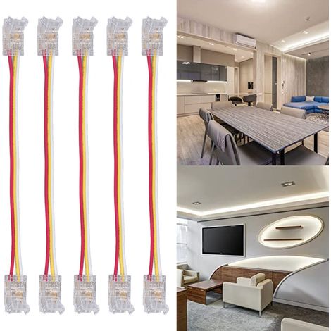 Connecteur pour ruban LED COB à 3 broches, clip sans fil de 8 mm, adaptateur DIY avec câble, connexion sans soudure, rallonge de connexion pour connecteurs de ruban LED (1/5)
