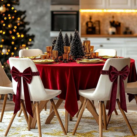 Nœud Papillon Pour Chaise - Décoration De Dos De Chaise De Noël - Pour Salle À Manger Maison - Lot De 6 (1/5)