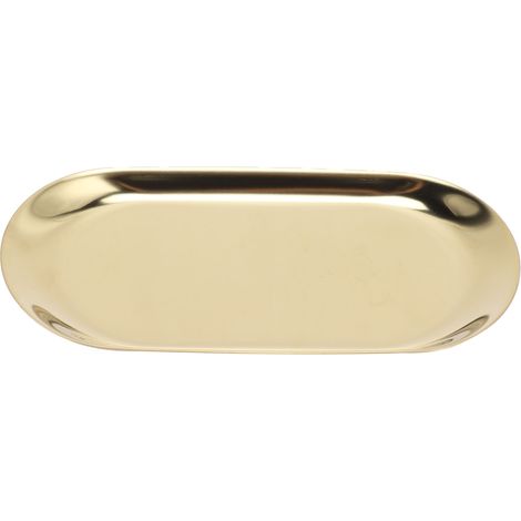 Plateau de Rangement Ovale en Acier Inoxydable Doré pour Bijoux et Accessoires (1/5)