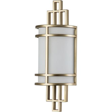 Wandlampe Glas Metall H: 39 cm in Messing Creme Wandleuchte innen