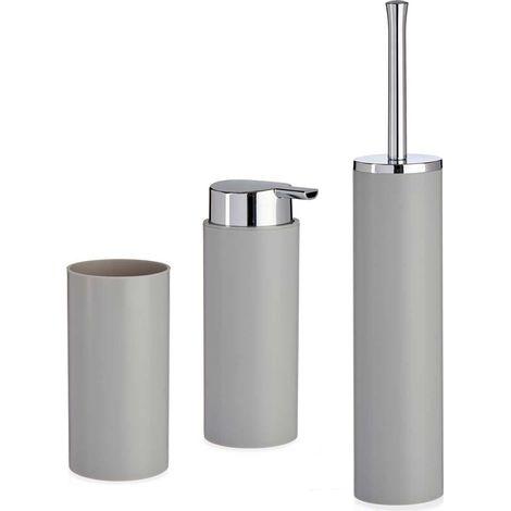Berilo Modernes Badezimmer-Set Grau Plastik 3 Teile (1/2)