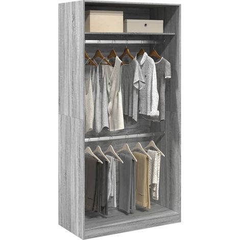 Kleiderschrank Grau Sonoma 100x50x200 cm Holzwerkstoff