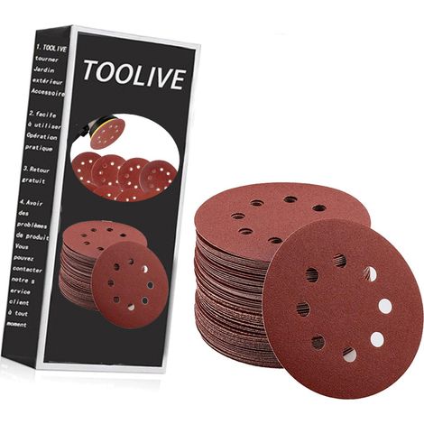 180mm Sanding Discs 240 Grit, 40Pcs Hook and Loop Sander Disc, 7Inch 8 Holes Sandpaper Sheet for Drywall Sander Long Neck Sander (1/5)