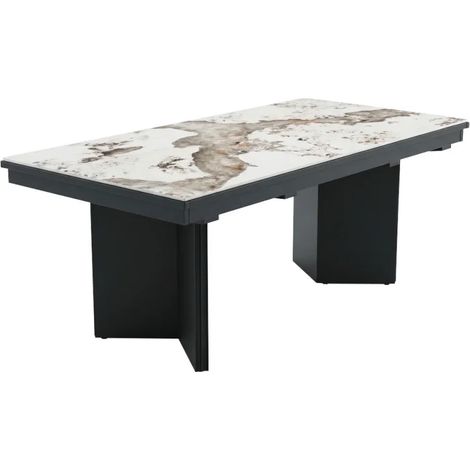 Table extensible 180/330 cm céramique blanc marbré pieds métal – ANATOLIA (1/5)