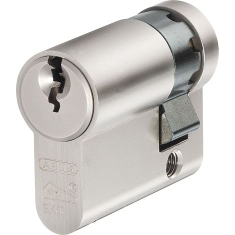 ABUS Mechanical Euro Half Cylinder Lock E60NP Nickel Pearl Finish, 10mm / 35mm Length, Visi-Pattern, Model ABUE60N1035C