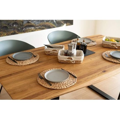 YMYNY Seegras-Tischset (gewebte Wasserhyazinthe) – 30 cm – waschbar – rund, natur, 6er-Set