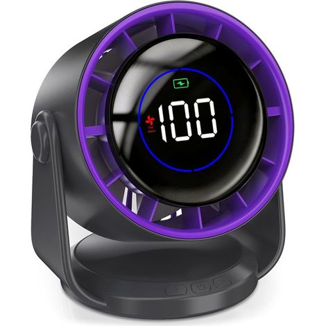 USB-Tischventilator, tragbarer, leiser Ventilator, 11 Geschwindigkeitsstufen, USB-aufladbar, 105° verstellbar, kleiner Tischventilator, ideal für Schlafzimmer, Küche und Büro (1/5)