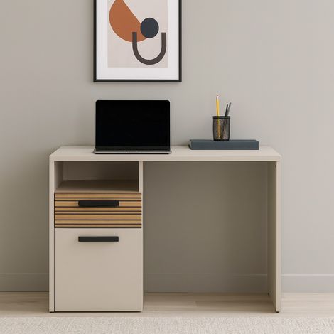 SCRIVANIA BRAVO 110X60XH76CM CASHMERE/RIGATO. (1/5)