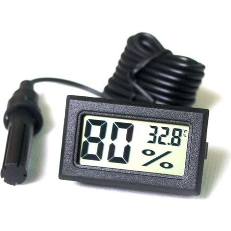 LCD Tuner Numérique Intégré Thermomètre Hygromètre avec Sonde Externe pour Couveuse Aquarium Volaille Reptile Noir (1/4)