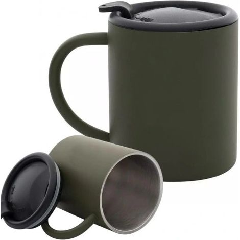 Tazza termica verde da 250 ml con coperchio PER viaggiare PER IL LAVORO (1/4)
